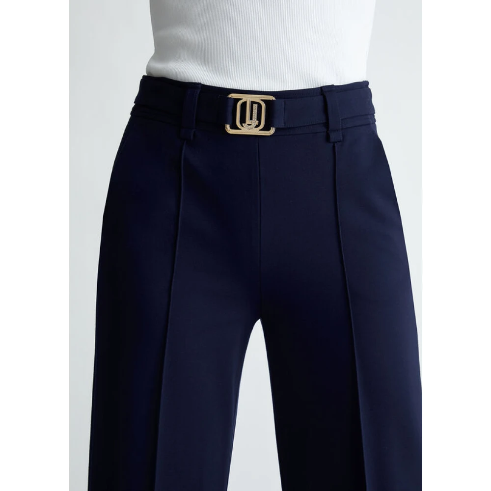 Liu Jo Cropped Viscose Broek Milano Stijl Blue Dames