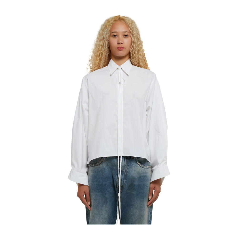 MM6 Maison Margiela Witte katoenen shirt met veters en oversized mouwen White Dames