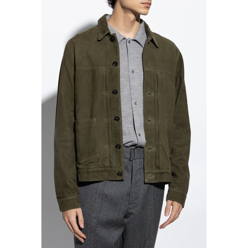 Officine Générale Leren jas Green Heren