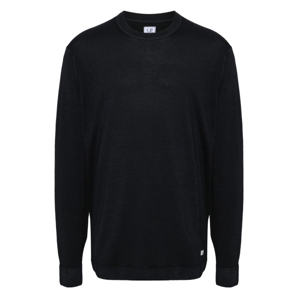 C.P. Company Merino Wol Logo Trui Blue Heren