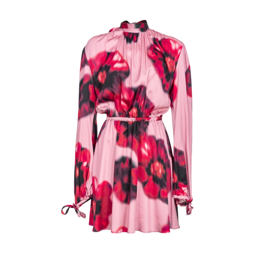 Pinko Bloemen satijnen lange mouw jurk Pink Dames