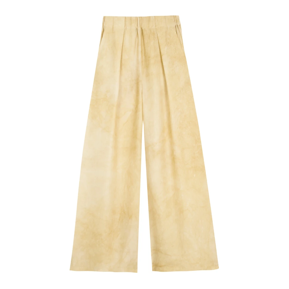 Cortana Women's Yellow Silk Palazzo Trousers - Wide Trousers - Xs - Trousers