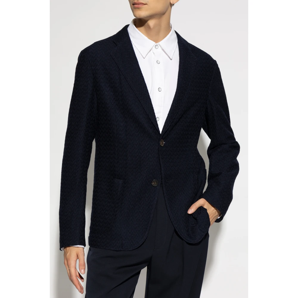 Emporio Armani Enkellange jas Blue Heren