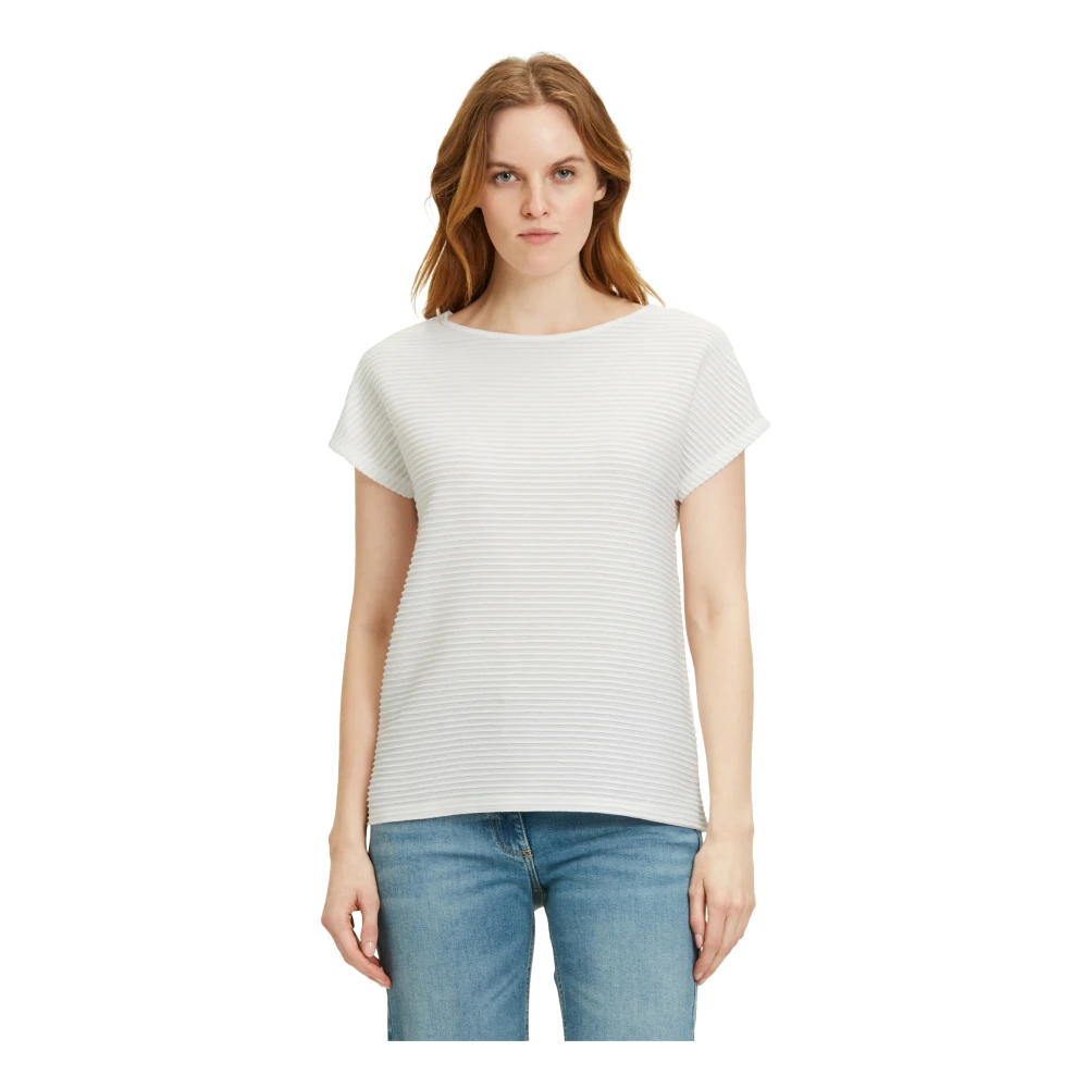 Betty Barclay Geribbeld Casual Shirt met Structuur White Dames