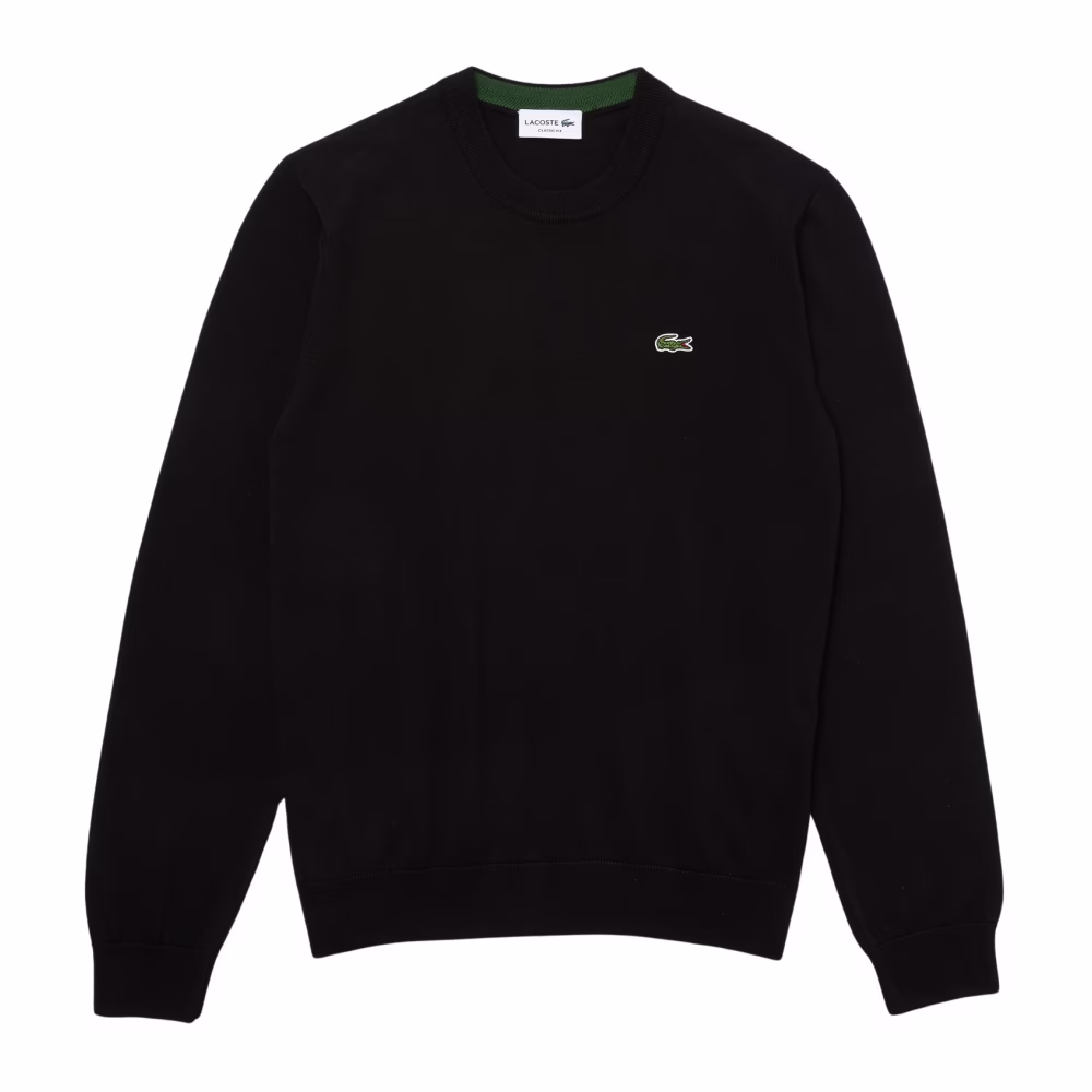 Bio-Baumwollpullover - Rundhalsausschnitt Schwarz