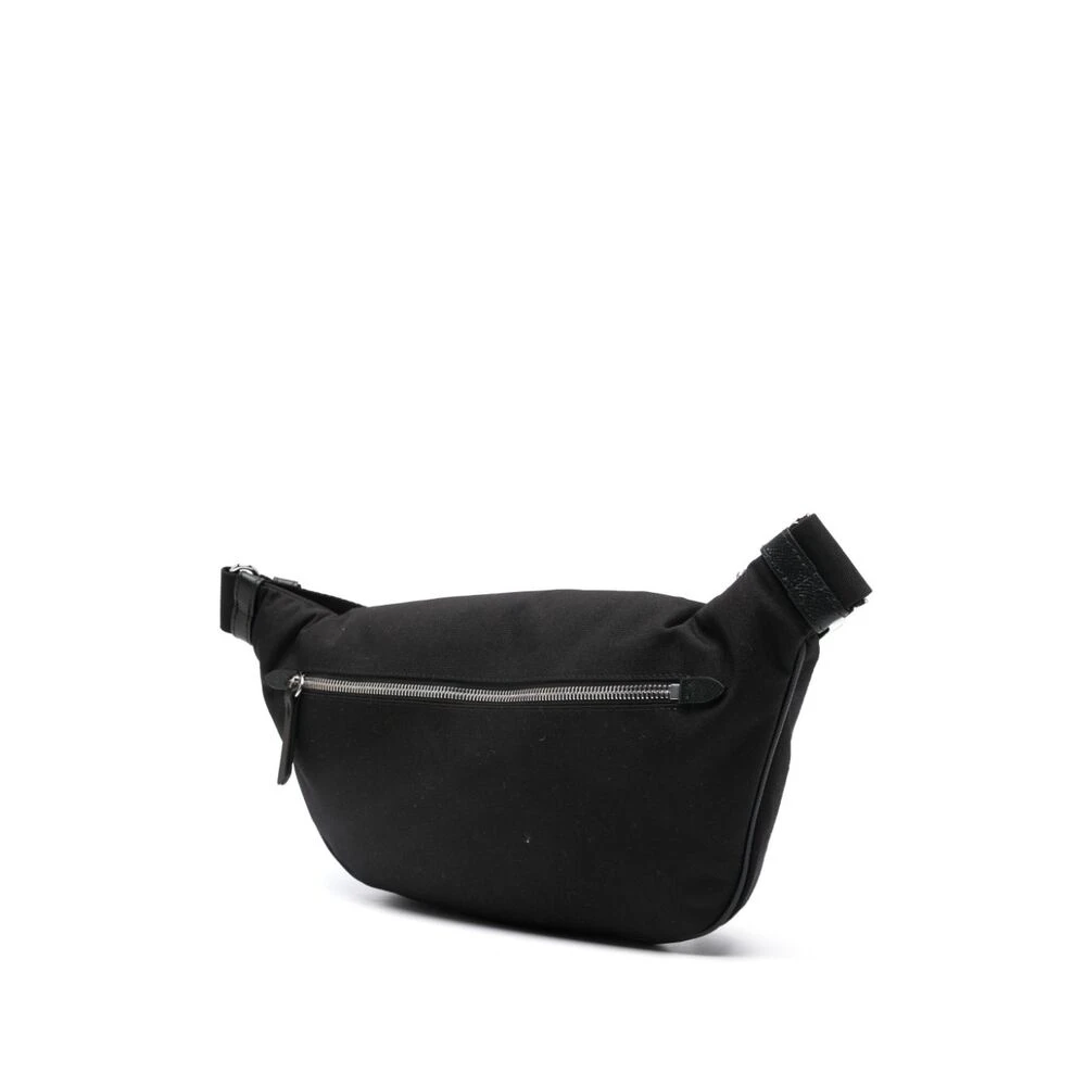 Maison Margiela Zwarte Gewatteerde Bum Bag met Zilverkleurige Hardware Black Heren