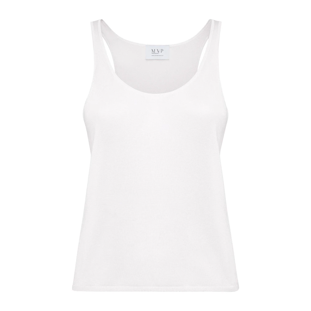 MVP wardrobe Gebreide ronde hals tanktop White Dames