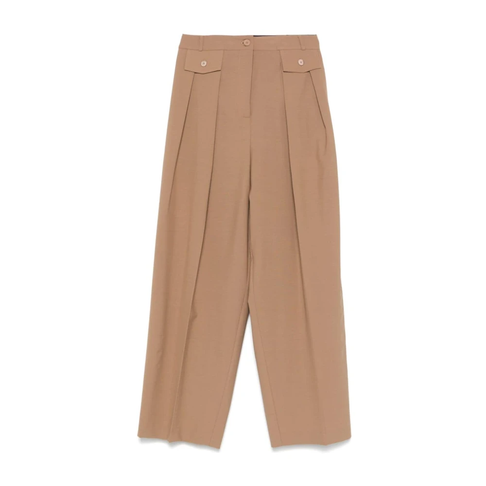 Semicouture Hoge taille wijde pijpen broek in beige Dames