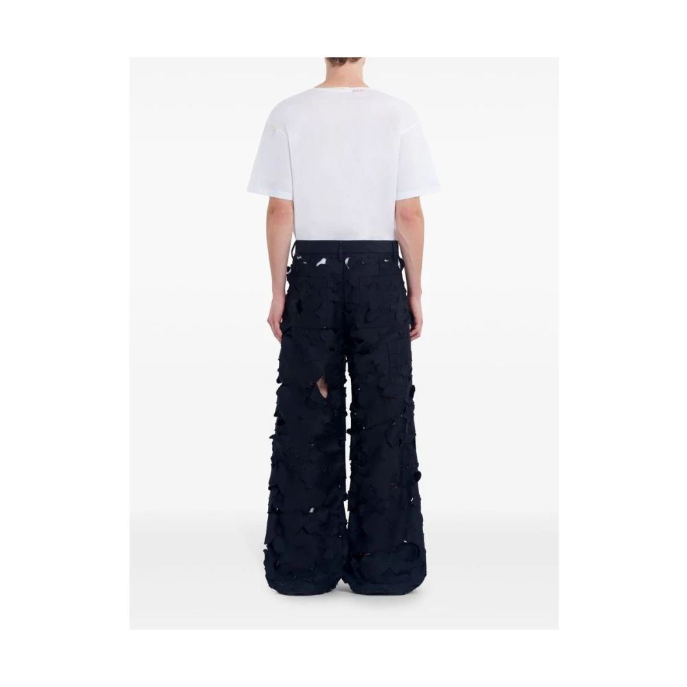 Marni Zwarte Katoenen Wijde Pijp Broek Black Heren