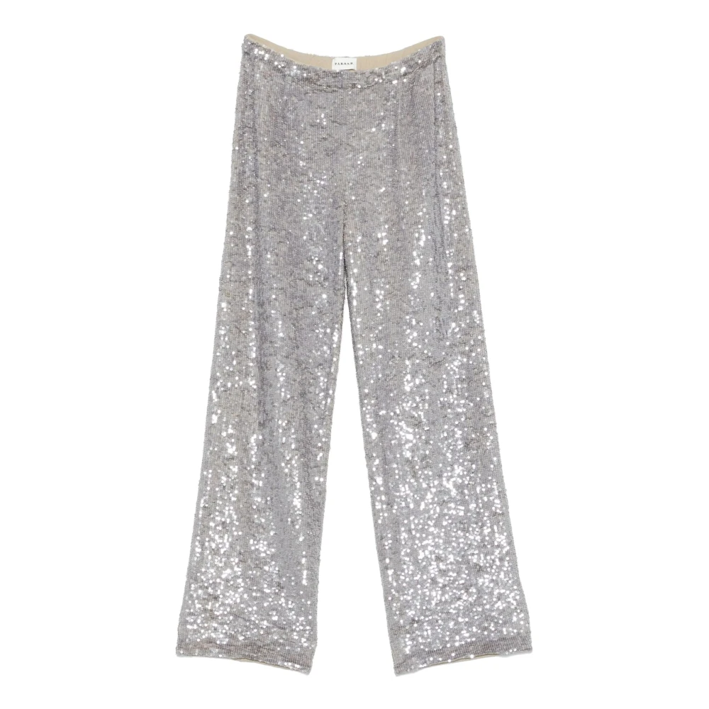 P.a.r.o.s.h. Zilveren Paillet Rechte Pijp Broek Gray Dames