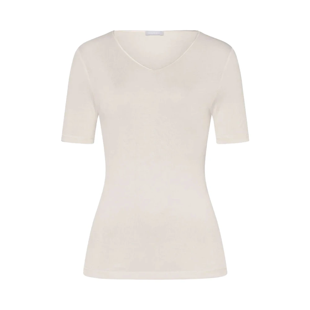 Hanro Zijden T-shirt Bleke Room White Dames