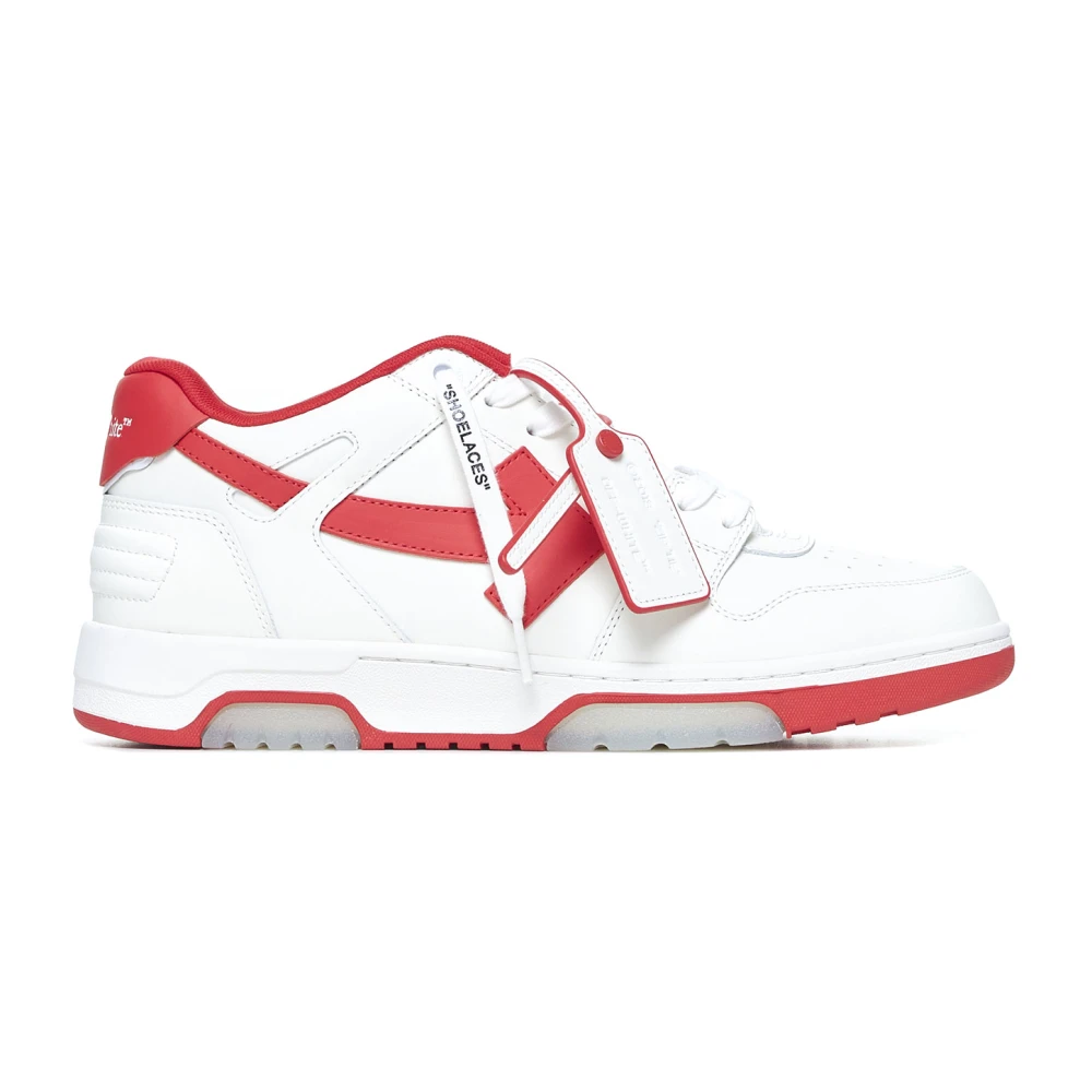 Off Rode Pijl Leren Sneakers Heren Schoenen Wit