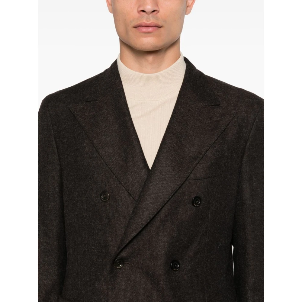 Boglioli Sepia Bruin Wollen Blend Flanel Pak Brown Heren