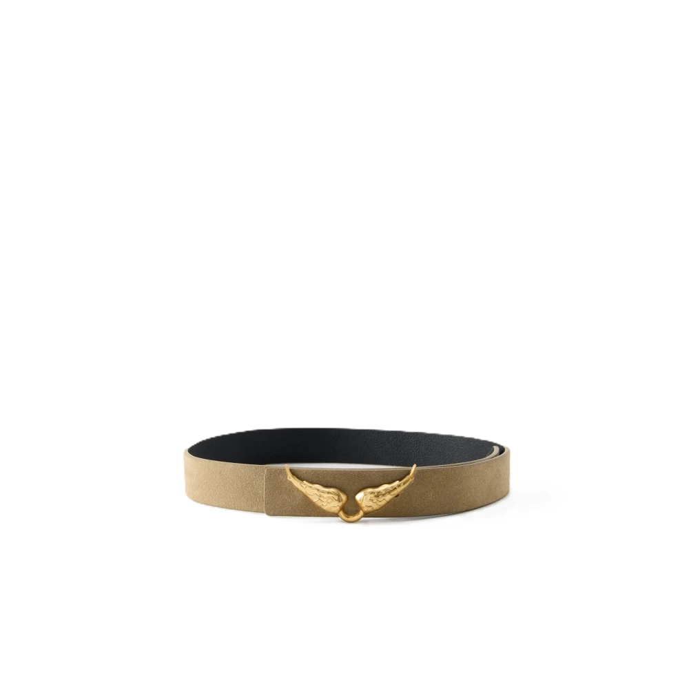 Zadig & Voltaire Women's Beige Belts, L, Rock Reversible 30Mm Suede Belt