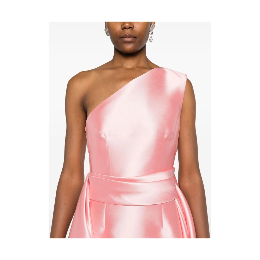 Solace London Roze Satijnen One-Shoulder Jurk Pink Dames