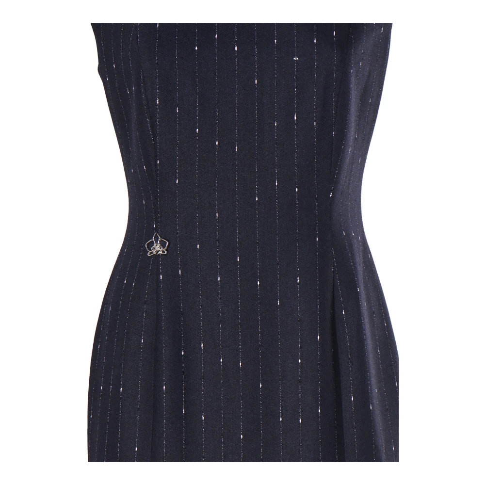 Genny Paillet Midi Jurk met Voor Split Blue Dames