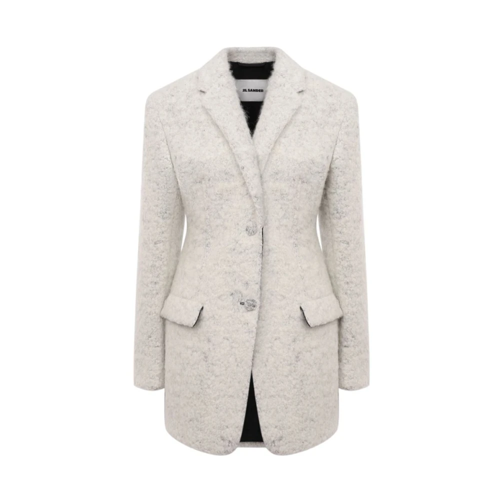 Jil Sander Alpaca Wol Korte Jas Twee-Knoopsluiting White Dames