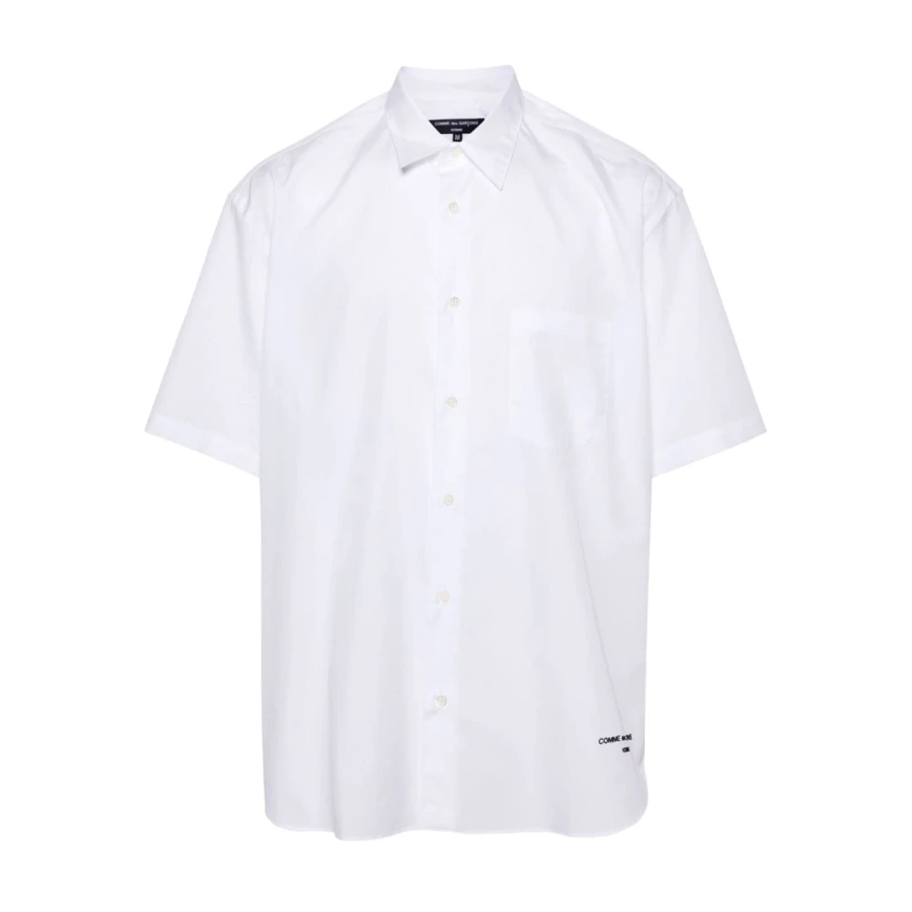 Comme des Garçons Geborduurd Logo Korte Mouw Overhemd White Heren