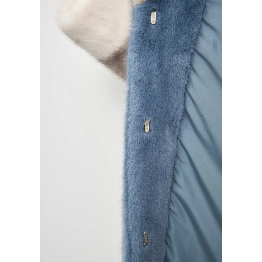 Cesare Gaspari Schitterende Kristal Nep Bontjas Blauw Blue Dames