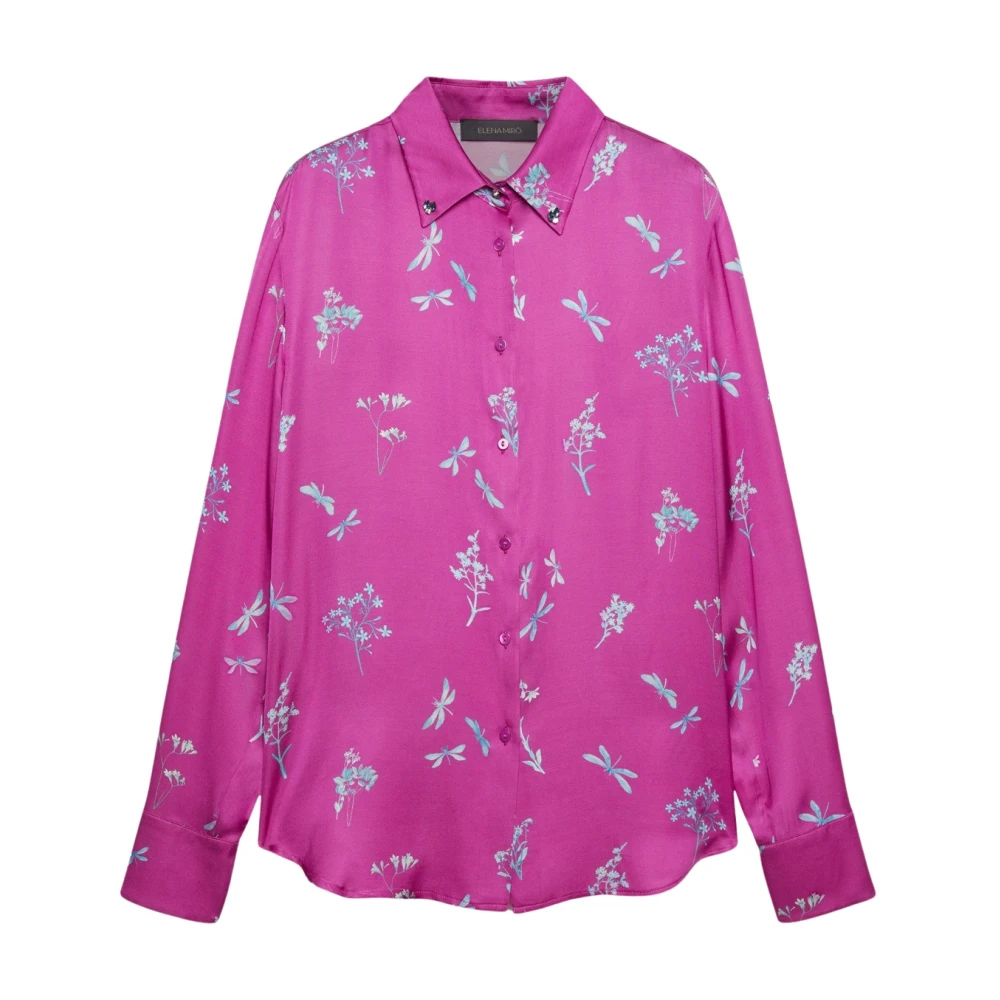Elena Mirò Bloemen Viscose Ecovero Shirt Pink Dames