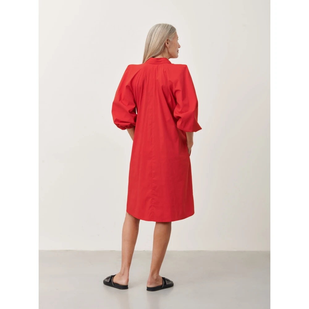 Jane Lushka Rode Carlen Jurk met Voorknoppen Red Dames