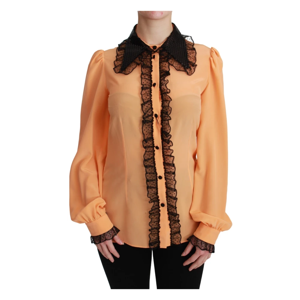 Dolce & Gabbana Women's Yellow Shirts, Xs, Long Sleeve Blouse Shirt