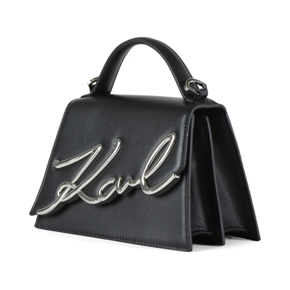 Karl Lagerfeld Leren handtas K Signature 2.0 SM Black Dames