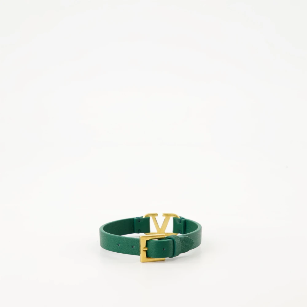 Valentino Garavani VLogo Leren Armband Groen Herfst-Winter 2024 Green Heren