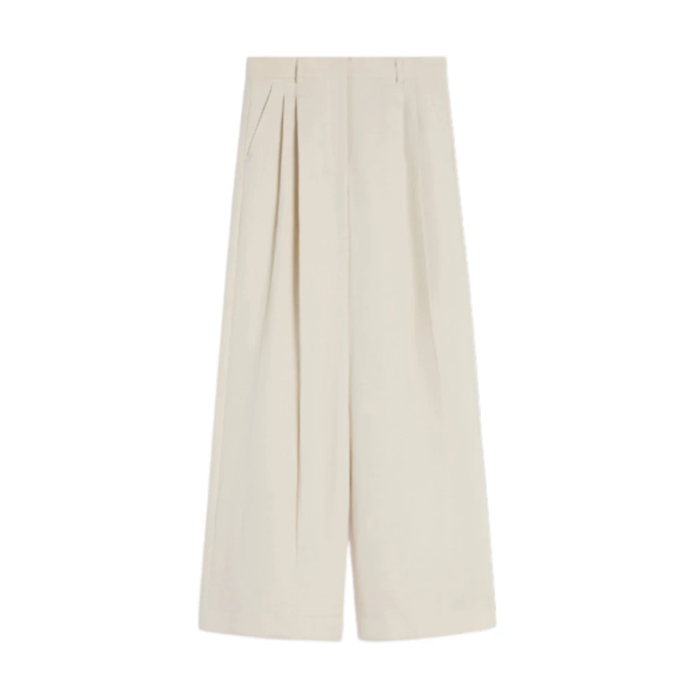 Weekend Max Mara Vrouw Beige Broeken Dames, S, Leer, Veliero Wide Broek