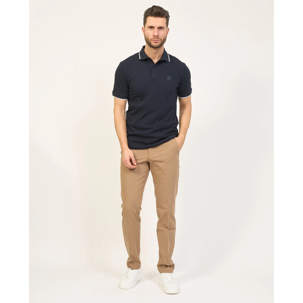 Boss Blauwe Polo Slim Fit Piqué Blue Heren