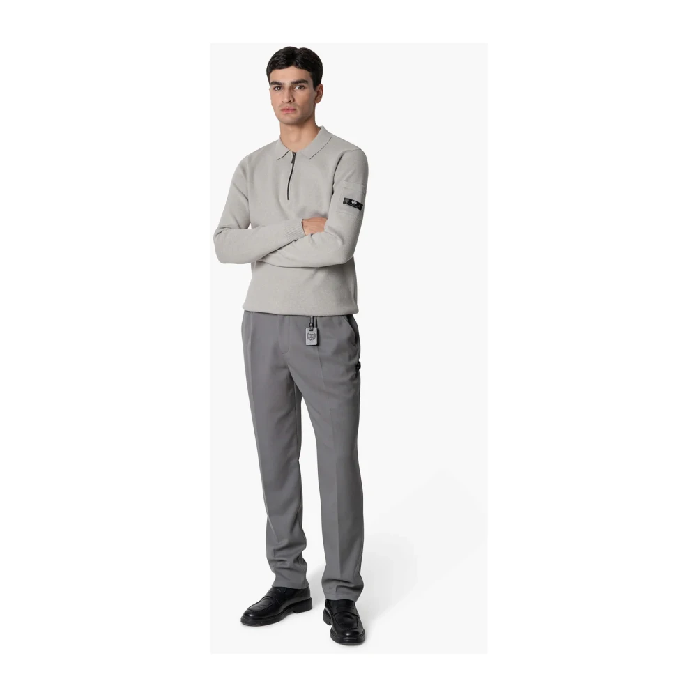 Quotrell Grijze Gebreide Polo Sweater Vrouwen Gray Heren