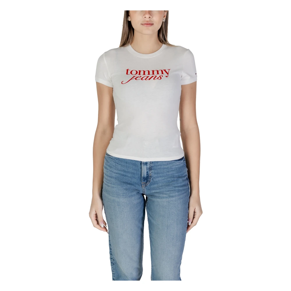 Tommy Jeans Wit Logo T-shirt Korte Mouw White Dames