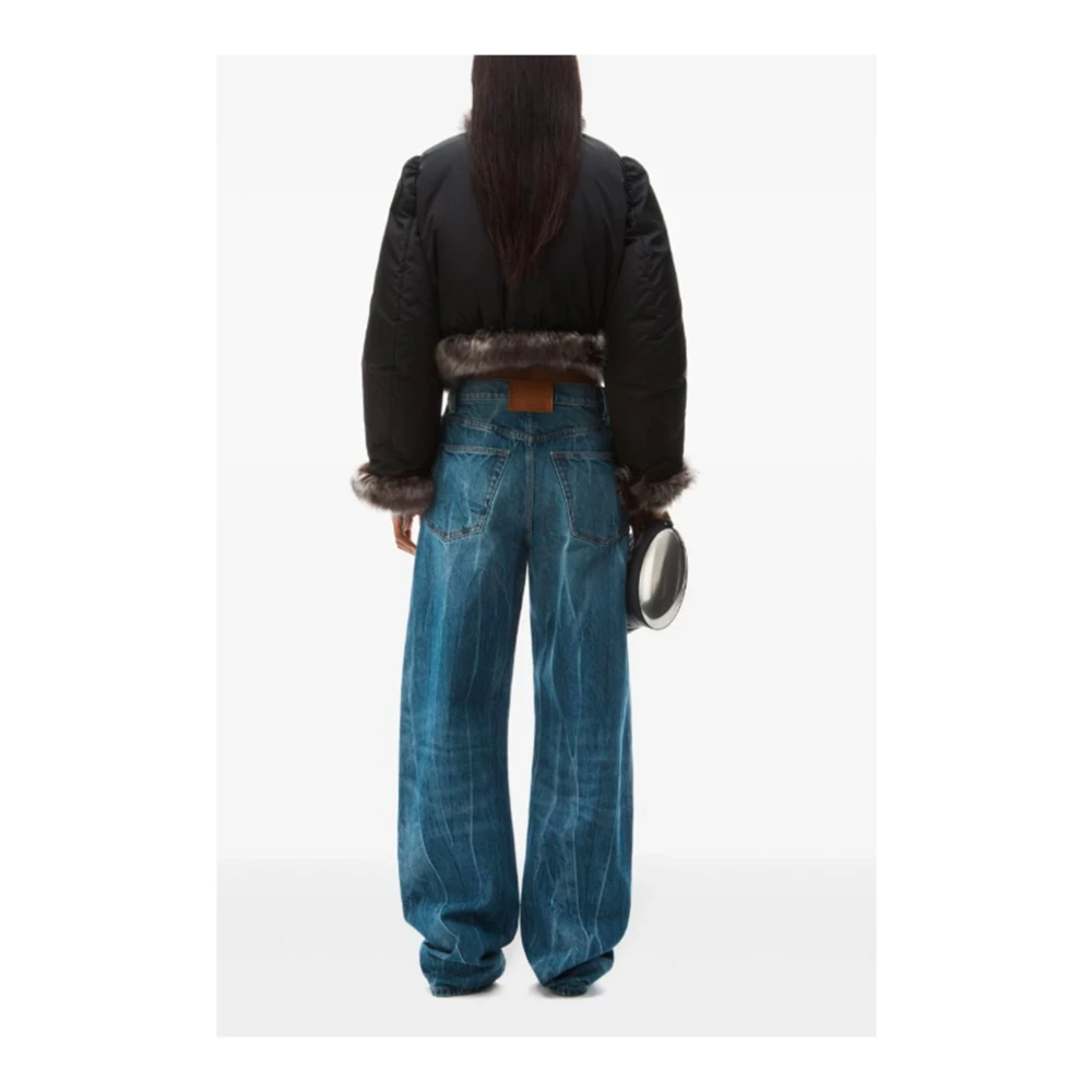 alexander wang Denim Wide Leg Jeans met Logo Blue Dames