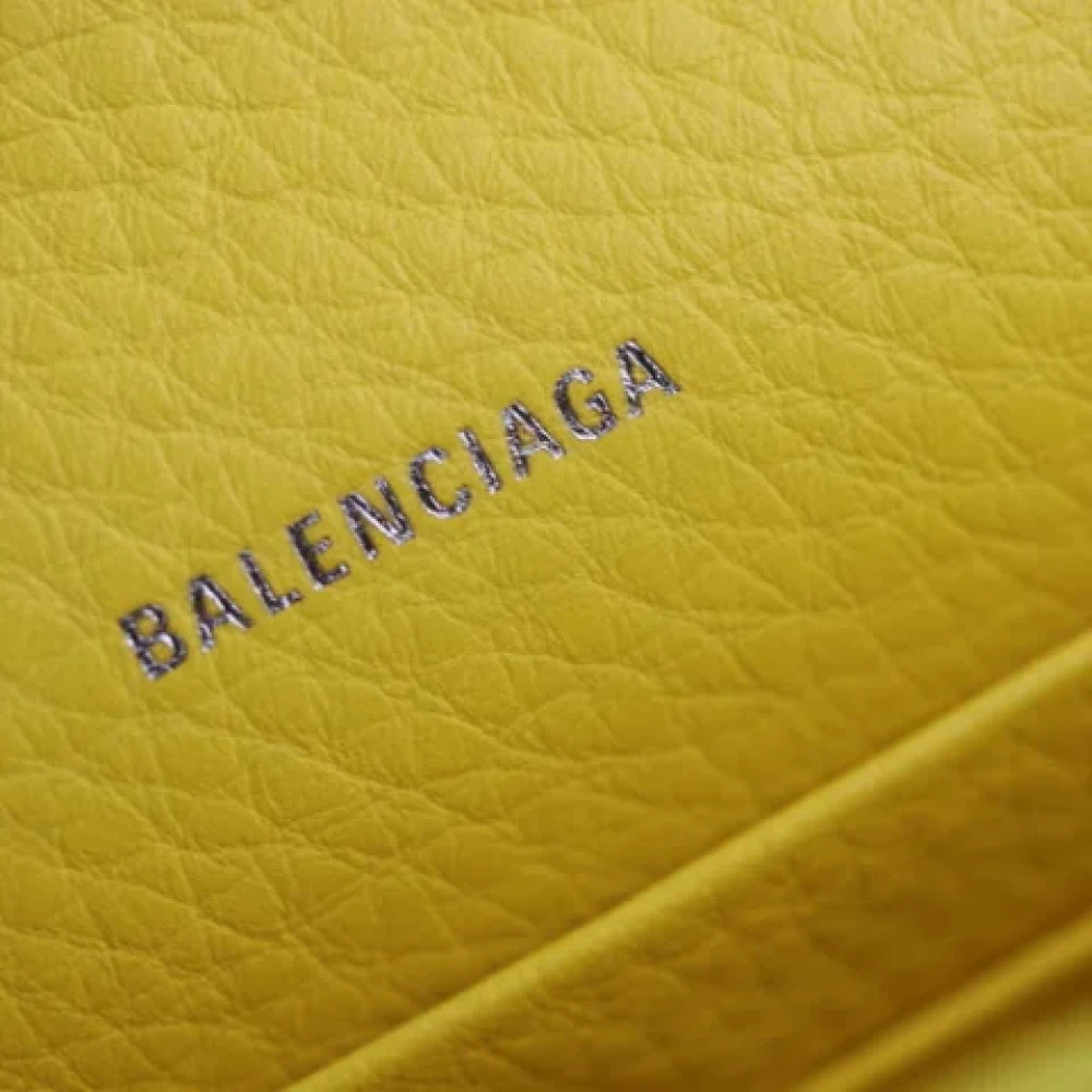 Balenciaga Vintage Tweedehands Gele Leren Portemonnee Yellow Dames