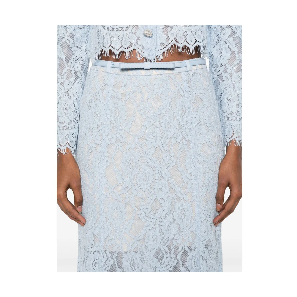 Self Portrait Lichtblauwe Geriemde Rok Blue Dames