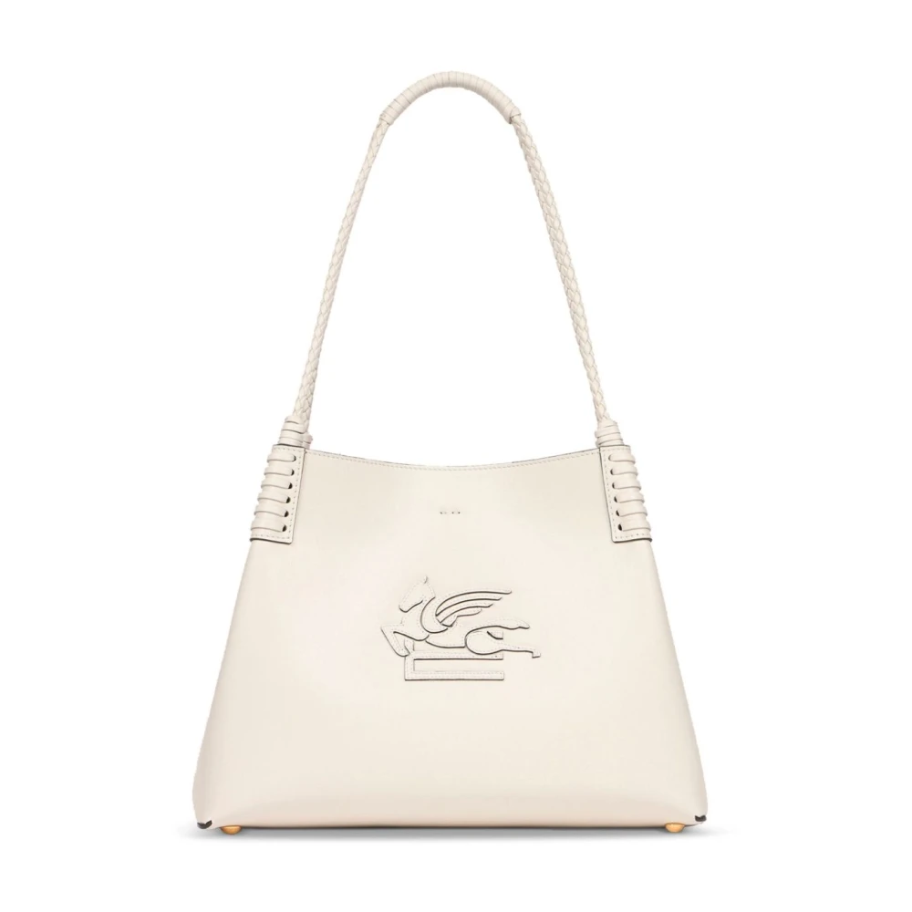 ETRO Witte Geborduurde Logo Leren Tas White Dames