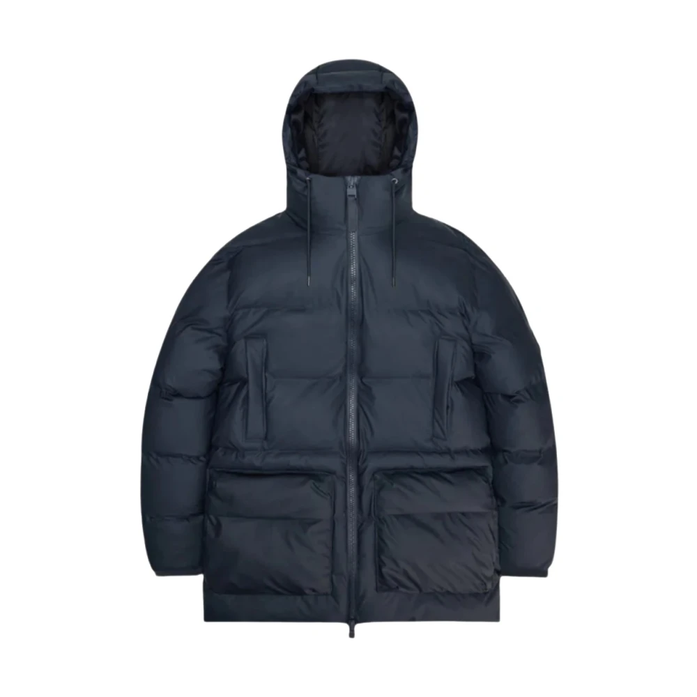 Rains Alta Lange Puffer Cargo Jas Blue Dames