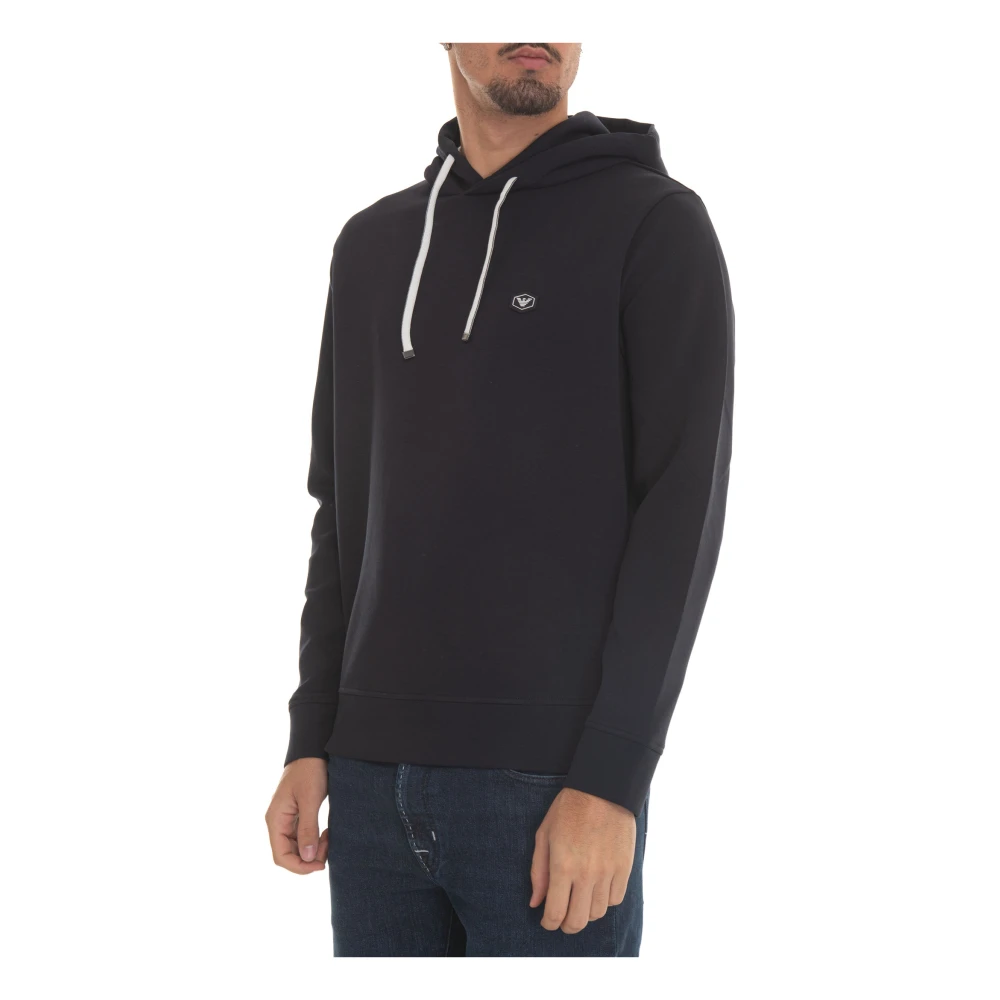 Emporio Armani Logo Crewneck Sweatshirt Zachte Stof Blue Heren