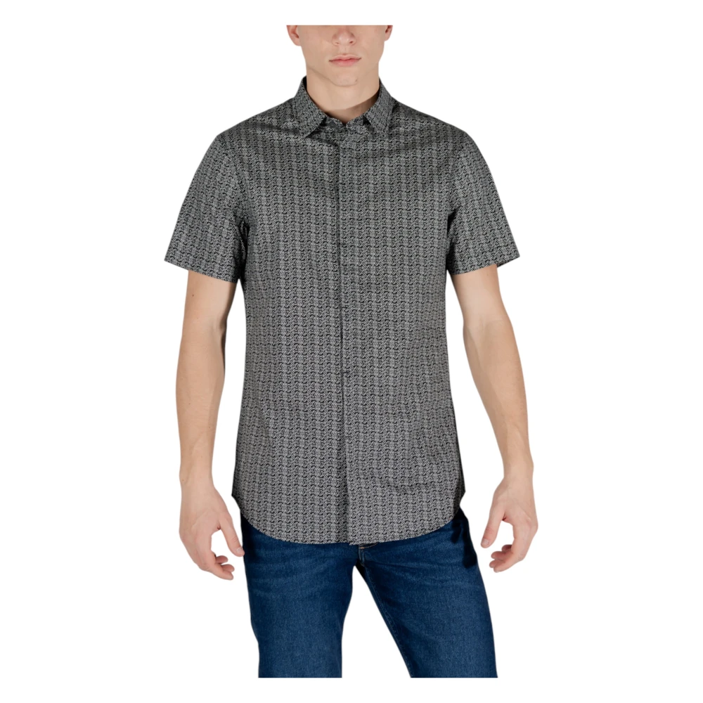 Armani Exchange Korte mouwen overhemd Lente Zomer Collectie Black Heren