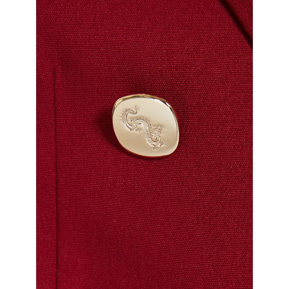Max Mara Rode dubbelrijige wollen blazer Red Dames