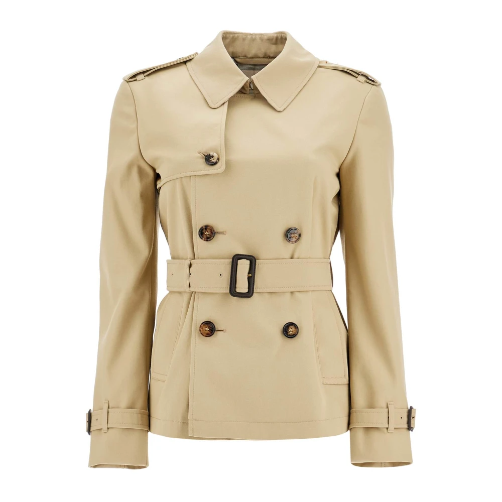 Burberry Klassieke Korte Trenchcoat met Riem Beige Dames