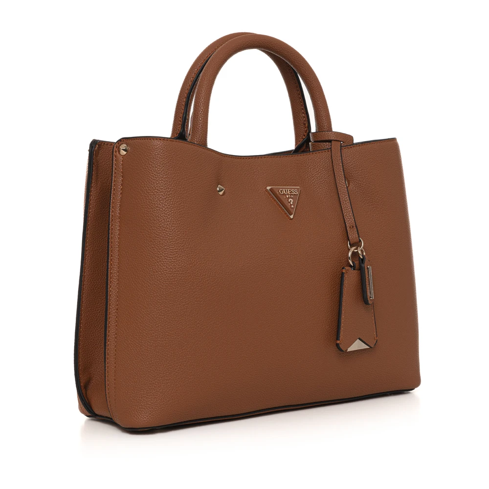 Guess Stijlvolle Meridian Handtas met Drie Compartimenten Brown Dames