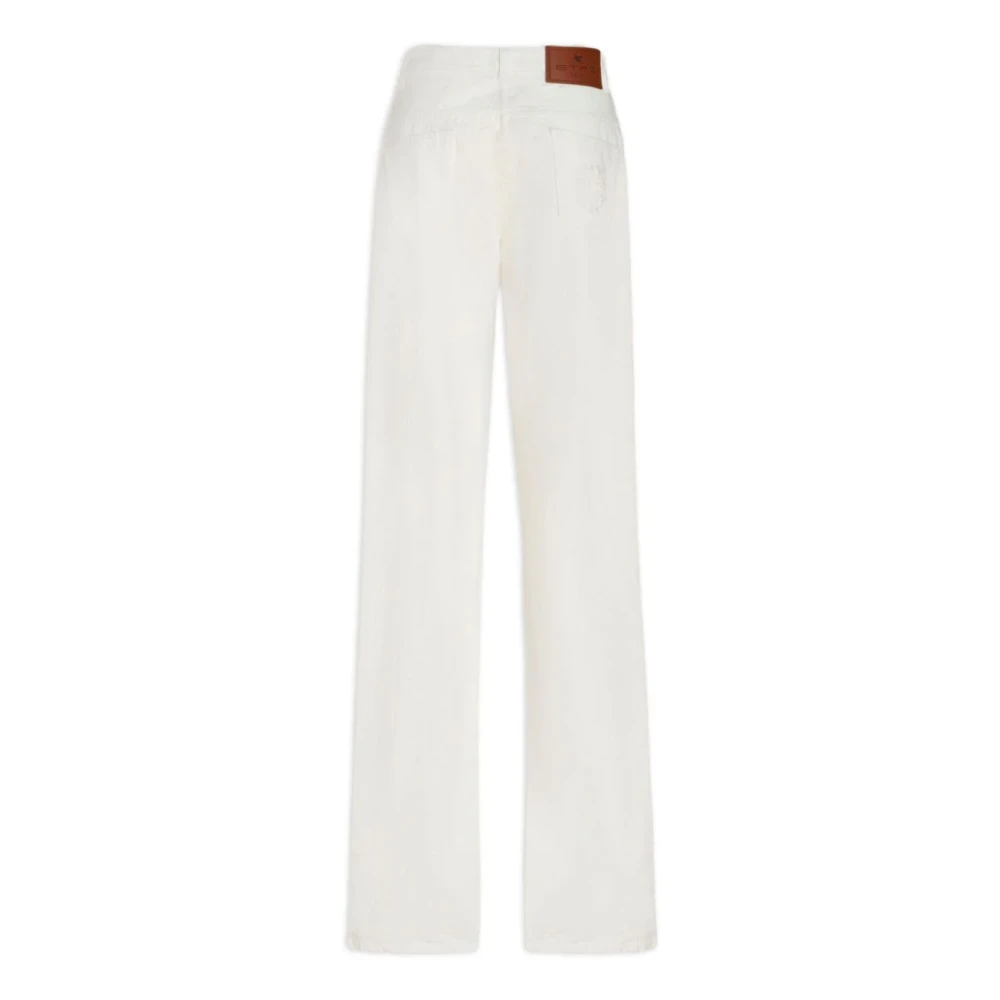 ETRO Witte Bloemen Jeans met Pegaso Borduursel White Dames