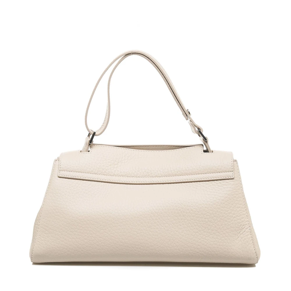 Orciani Witte Leren Crossbody Tas Beige Dames