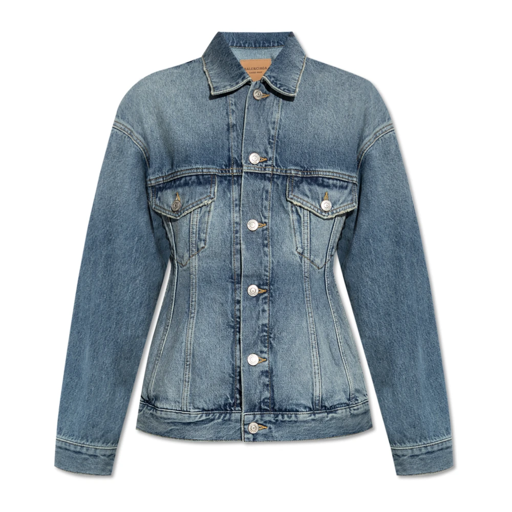 Balenciaga Denim Jas met Vintage Effect Blue Dames