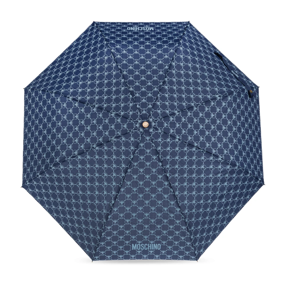 Moschino Opvouwbare paraplu met logo Blue Unisex