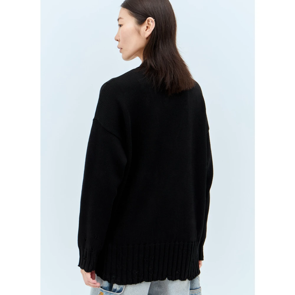 Marni Verwassen Katoenen Vest met Logo Intarsia Black Dames