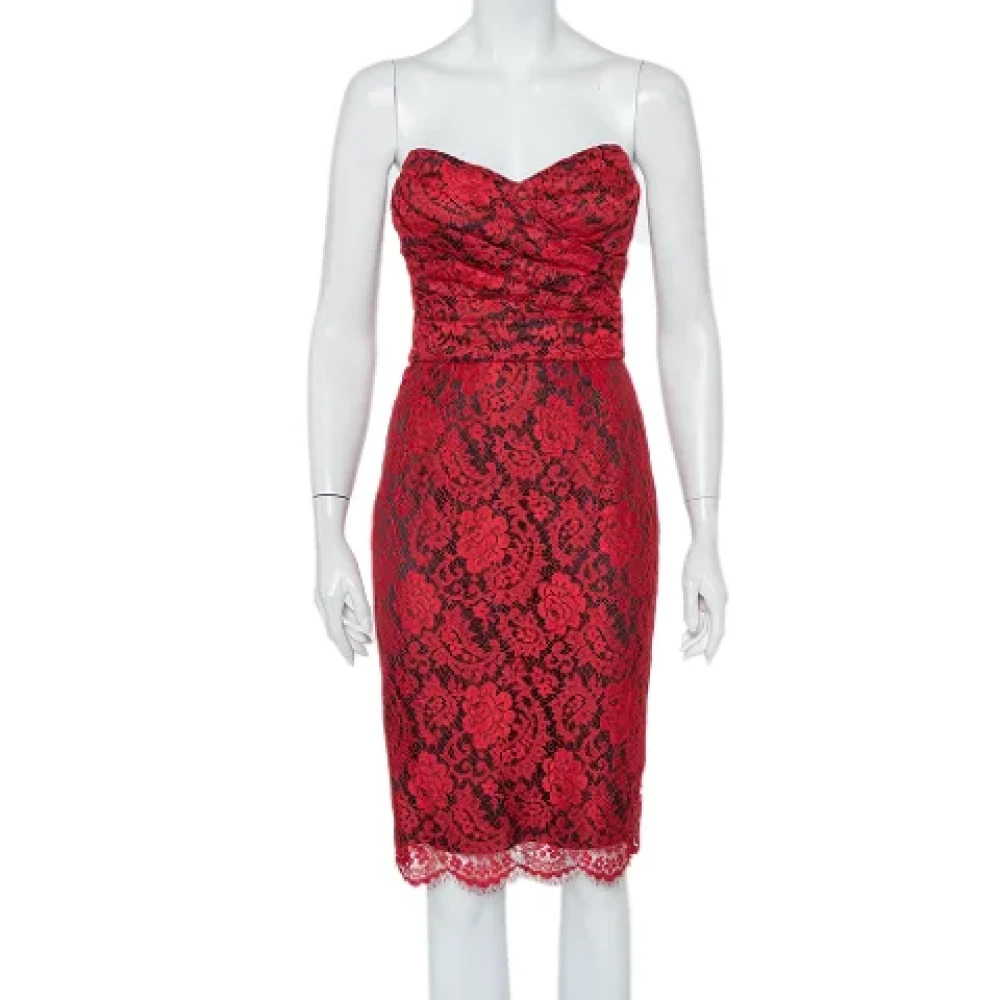Dolce & Gabbana Pre-owned Lace dresses Red Dames
