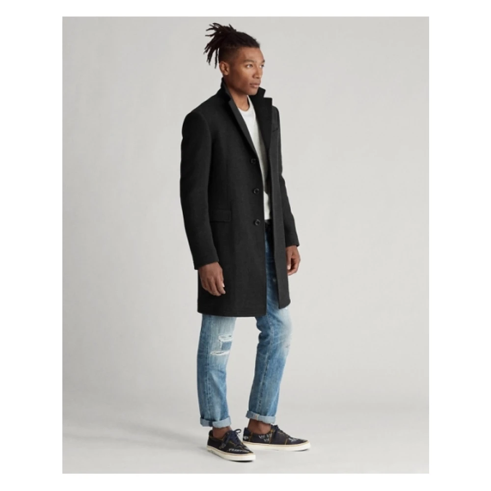 Polo Ralph Lauren Lange Wollen Jas Black Dames