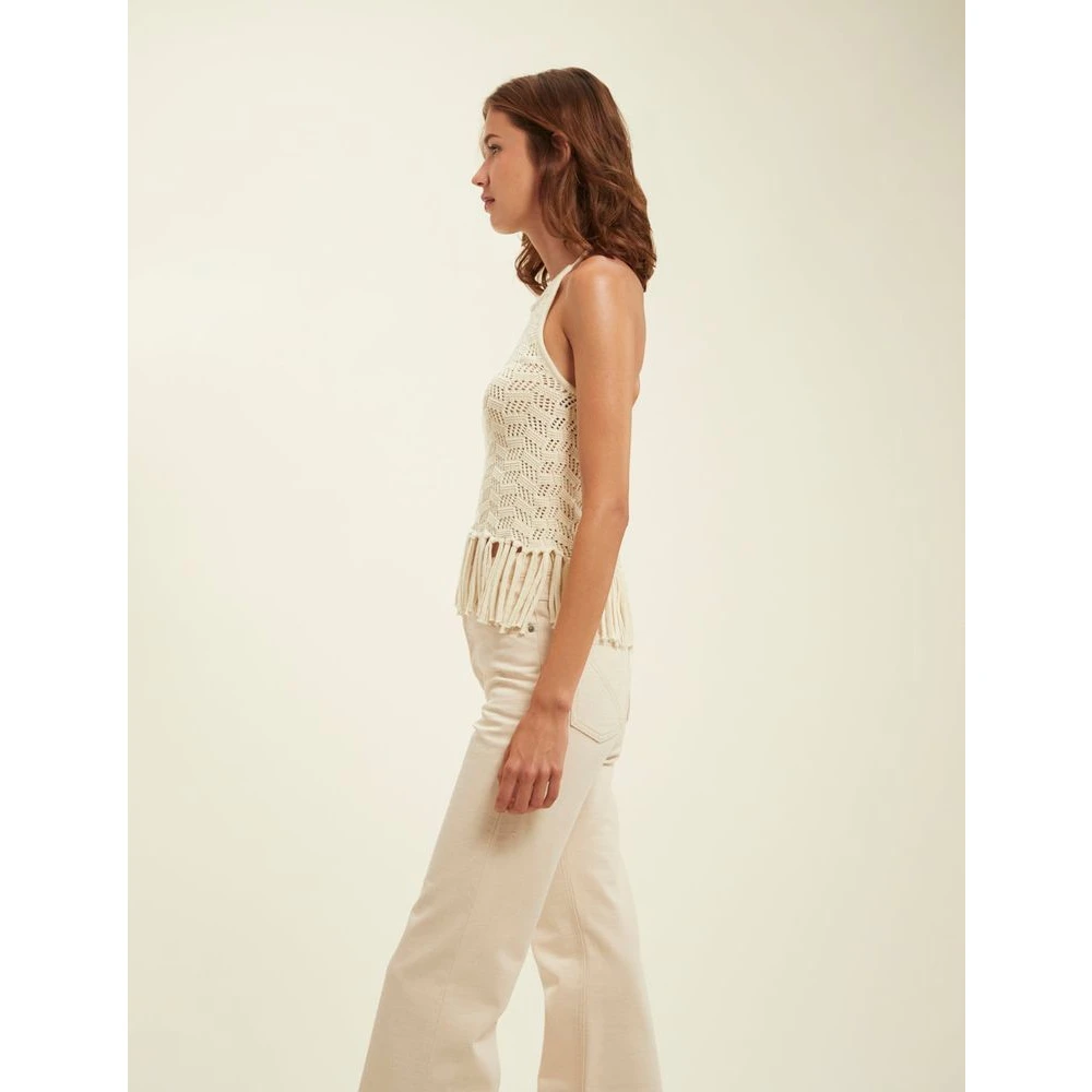 Ines De La Fressange Paris Bohemian Gehaakte Top met Franjes Beige Dames